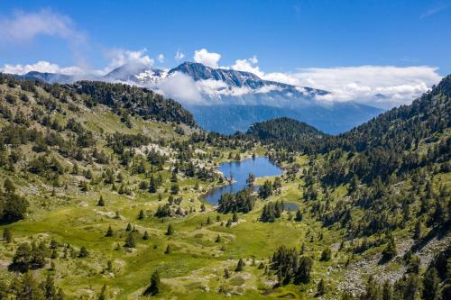 - une vue aérienne sur une montagne et un lac dans l'établissement Appartement 2 chambres 5/7 pers proche centre commercial avec piscine, à Chamrousse