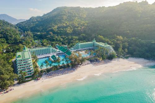 an aerial view of a resort on a beach at Le Meridien Phuket Beach Resort in Karon Beach