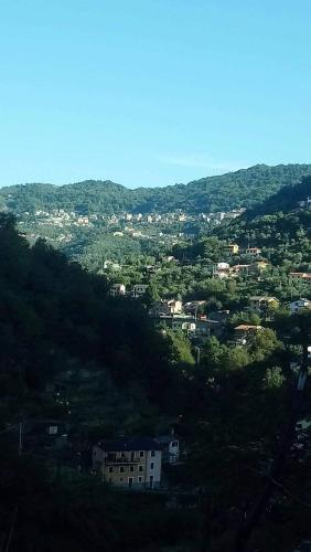 a view of a town on a hill at ANITA B&B in Uscio