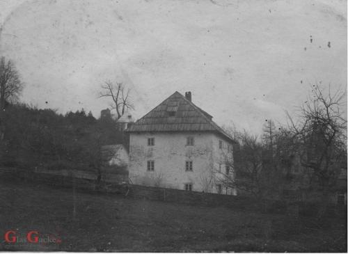 an old black and white photo of a house at Cultural monument House Vecchia in Otočac