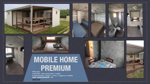 un collage de fotos de un programa de casas móviles en Camping Girasole en Girasole