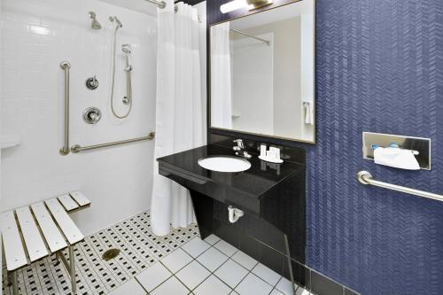 a bathroom with a sink and a mirror at Fairfield Inn & Suites by Marriott Marietta in Marietta