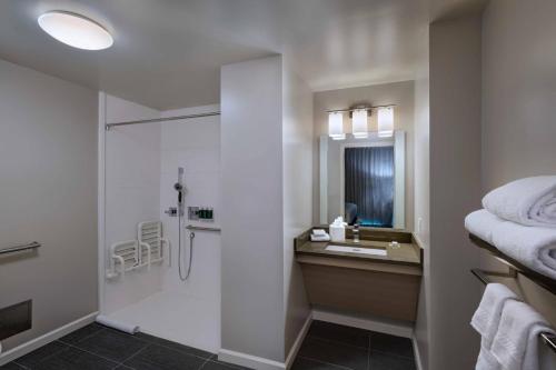 a bathroom with a shower and a sink at TownePlace Suites by Marriott San Diego Airport/Liberty Station in San Diego