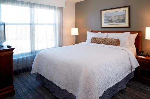 a hotel room with a large bed and a television at Residence Inn Minneapolis Downtown at The Depot in Minneapolis