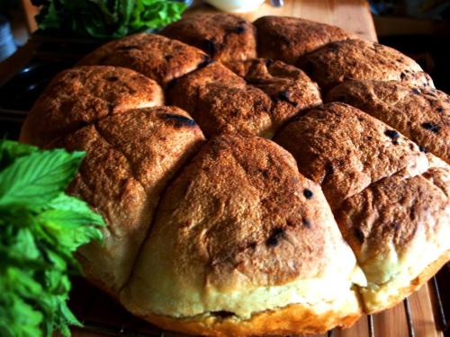 a group of breads sitting on top of a table at Ferma Albanik in Këlcyrë