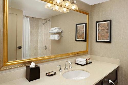 a bathroom with a sink and a large mirror at Sheraton Ottawa Hotel in Ottawa