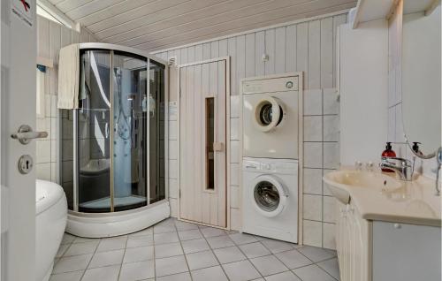 Hejlsにある4 Bedroom Cozy Home In Hejlsのバスルーム(洗濯機、洗濯機付)