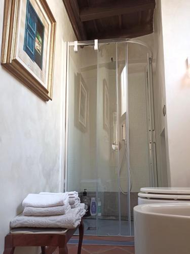 a shower in a bathroom with a glass shower stall at Magnifico appartamento @Turin in Turin