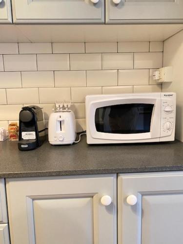 a microwave and a toaster on a kitchen counter at Dimora Centro Storico Roma in Rome