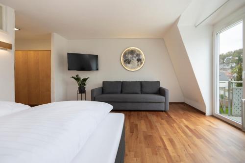 Letto o letti in una camera di Bike- und Ferienhotel Freiburg