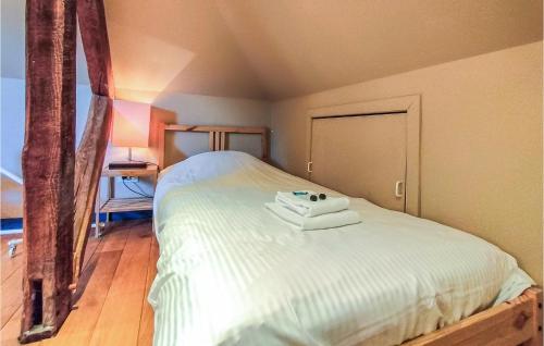 a bedroom with a bed with a white bedvisor at Nice Home In Damme With Wifi in Damme