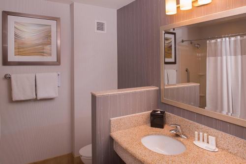 y baño con lavabo y espejo. en Courtyard Thousand Oaks Ventura County, en Thousand Oaks