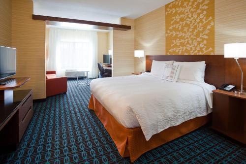 a hotel room with a large bed and a television at Fairfield Inn & Suites by Marriott St. Paul Northeast in Vadnais Heights