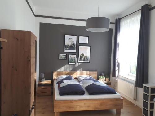 Postel nebo postele na pokoji v ubytování Ferienwohnung auf einem Gutshof