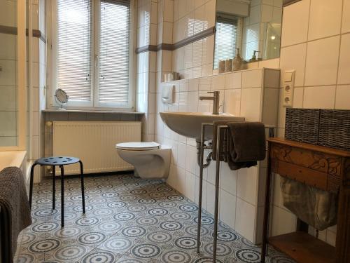 bagno con servizi igienici e lavandino di Apartment in Landau Stadtoase a Landau in der Pfalz