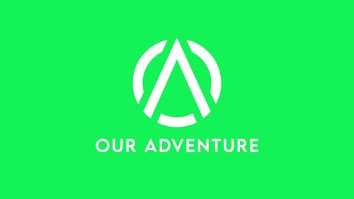 a green background with a logo for our adventure at Landrover with luxury roof tent in Croydon