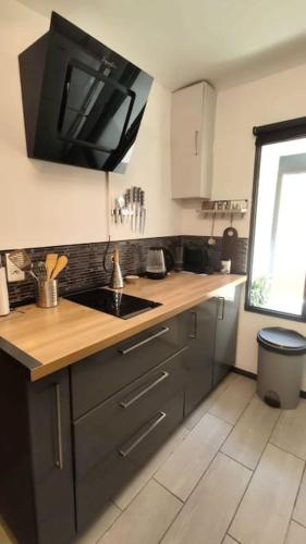 une cuisine avec un évier et un plan de travail dans l'établissement Appartement - Brando, à Brando