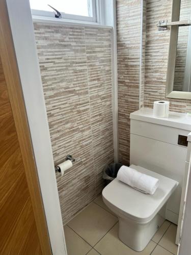 a bathroom with a toilet and a sink at Earl David Hotel in East Wemyss