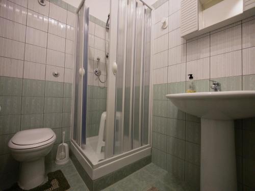 雷亞爾蒙泰的住宿－Carlitos，带淋浴、卫生间和盥洗盆的浴室