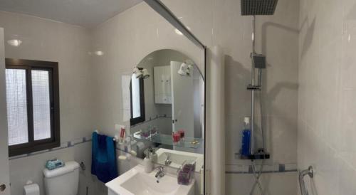 uma casa de banho com um lavatório e um espelho em Casa Domínguez em Alicante