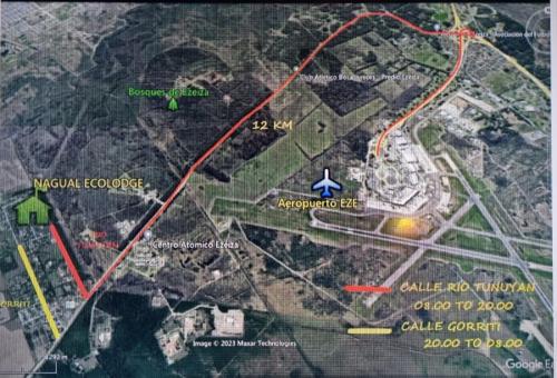 a map of the proposed route for the upgrade at Nagual -Ecolodge- Airport Shuttle & Restaurant in Tristán Suárez