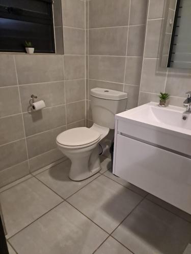 a bathroom with a toilet and a sink at Joy Apartment@The Blyde in Pretoria