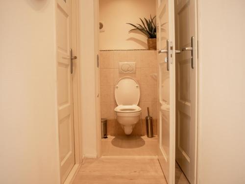a bathroom with a toilet in a room at Stayatsas Tiny House Julia in de bossen op de Veluwe! in Epe
