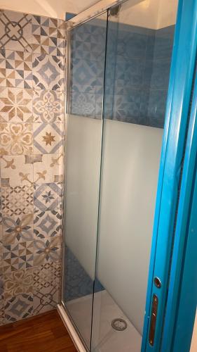 カリアリにあるLittle Cagliariのバスルーム(ガラスドア付きのシャワー付)