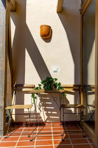 a table with two chairs and a plant on it at GORIČKE IŽE in Križevci
