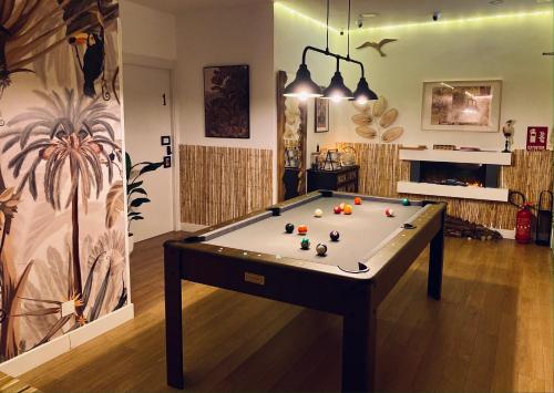 a ping pong table in a room with a pool table at SabiaNatura - boutiqueMadrid in Madrid