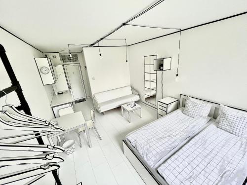 Postel nebo postele na pokoji v ubytování 2D Apartment