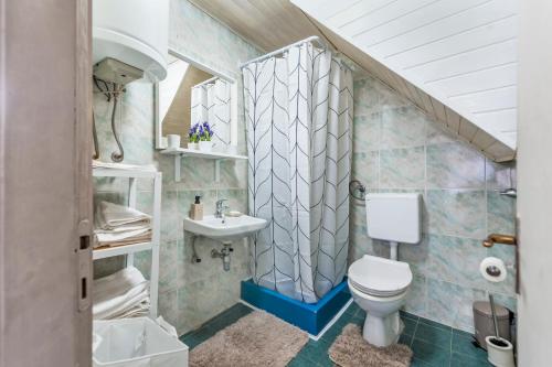 a bathroom with a toilet and a sink at Studio Apartment Bisaku in Rovinj