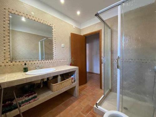 y baño con lavabo y ducha. en Villa with 4 bedrooms / Pool / Quiet Area / WiFi, en Loulé