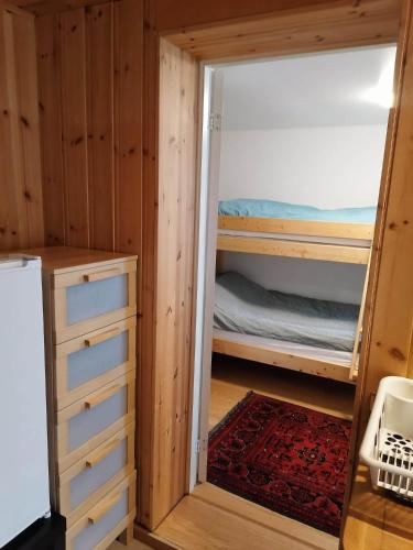 a room with a bunk bed and a closet at Sognevegen 2242 in Haugsvær