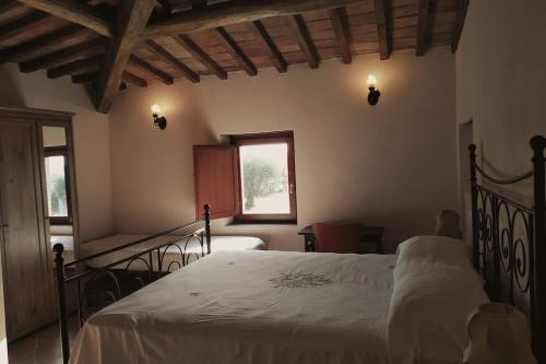 1 dormitorio con 1 cama grande en una habitación en Casale dei 3 galli, en Configni