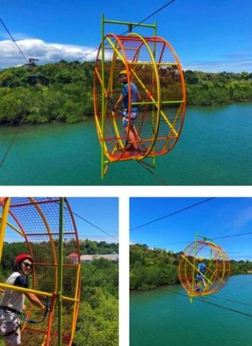 two pictures of a man on a ferris wheel at Family Friendly Entire House 4 minutes to Beach in Liloan