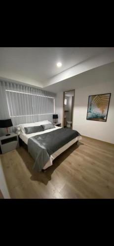 - une grande chambre avec un grand lit dans l'établissement Apartamento amplio y confortable, à Medellín