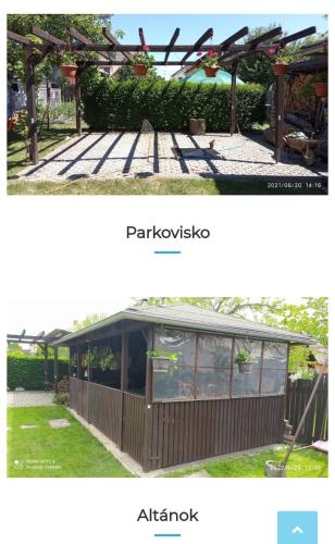 a collage of two pictures of a pergola at Apartmán Sisi in Hrabušice