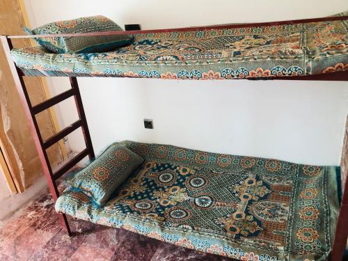 a couch on the bottom bunk of a bunk bed at Hosteller - Hostel & Hotel Johar Town Lahore in Lahore