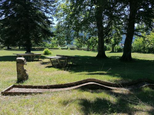 a large snake crawling through the grass in a park at Chambre d'hôtes dans le domaine du Château de Saint-Geoire in Saint-Geoire-en-Valdaine