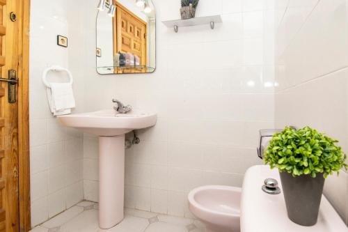 a bathroom with a sink and a toilet at Rentalmar Nabila in Miami Platja