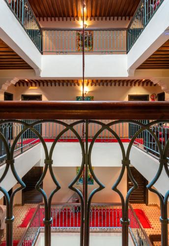 a view from the second floor of a building with a staircase at Le Caspien Boutique Hotel in Marrakech
