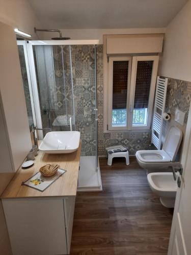 加爾尼亞諾的住宿－Il limone，带淋浴、盥洗盆和卫生间的浴室