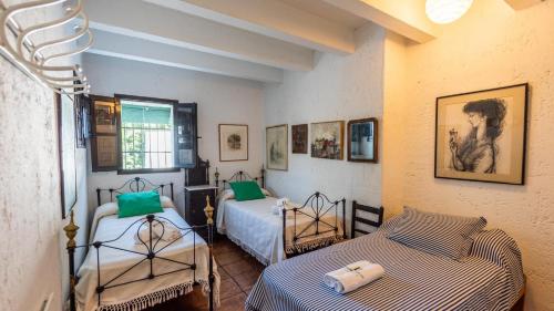 1 Schlafzimmer mit 2 Betten und einem Fenster in der Unterkunft Viña Meneses La Puebla de Cazalla by Ruralidays in Sevilla