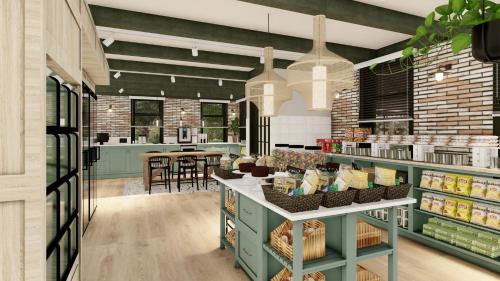 a grocery store with a counter with food at Glamping Lauwersmeer in Vierhuizen