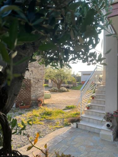 a stairway leading up to a house with a stair case at Dimora Iannelli - B&B Rurale Paestum in Paestum