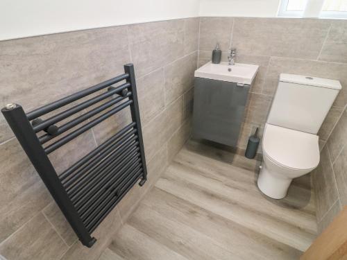 La salle de bains est pourvue de toilettes et d'un lavabo. dans l'établissement Fron Y Felin, à Carnforth