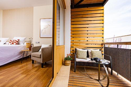 Katil atau katil-katil dalam bilik di Eco-Hotel Doña Mayor