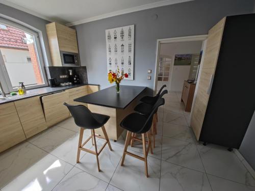 Una cocina o cocineta en Patyo vendégház Orosháza