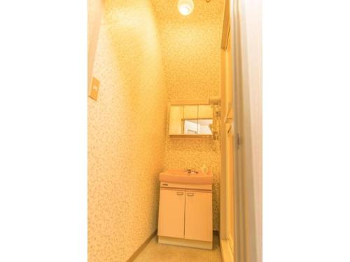 uma pequena casa de banho com um lavatório e um espelho em Nikko Park Lodge - Vacation STAY 15306v em Nikko